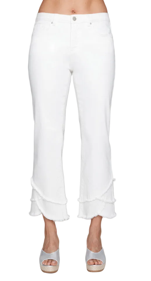 Carré Noir White Tulip Hem Jeans 7845
